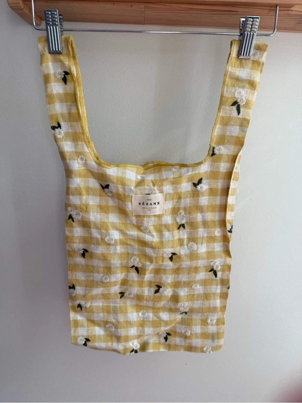 Sezane Shopper Bag Straw Yellow Gingham - Size TU